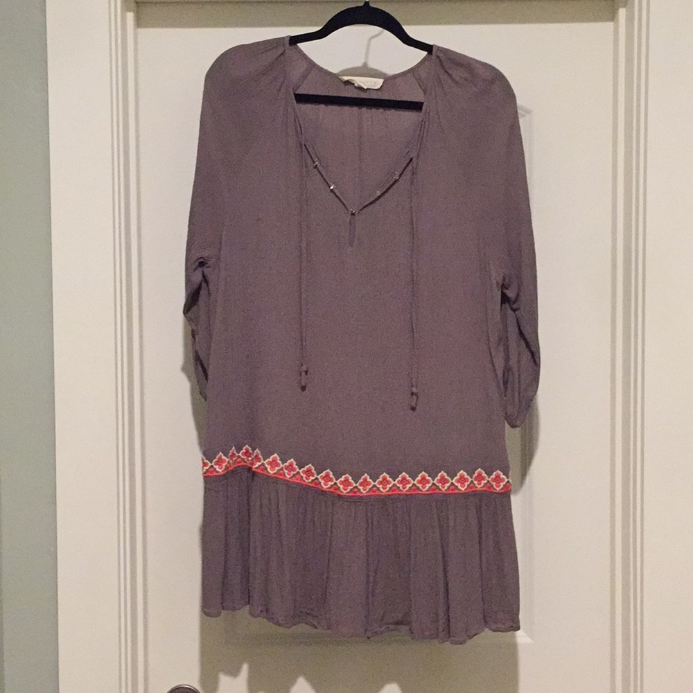 Love Stitch Mauve Tunic Swim Coverup with Coral Trim